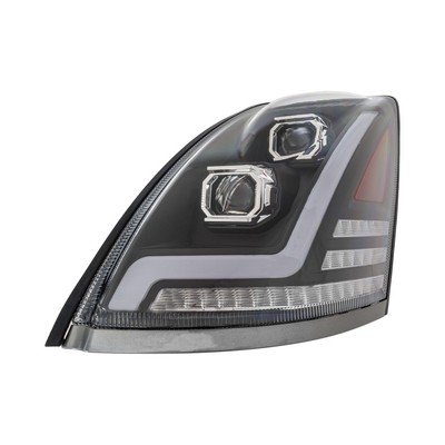 For Volvo VNL 2004-2015 Headlight Driver Side | 12 Volts Halogen Black Interior