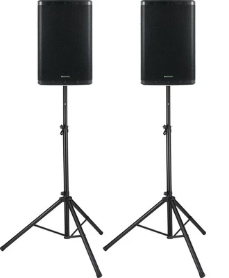 PRONOMIC 2x DJ PA 15" Aktiv Lautsprecher Set Box Bluetooth Monitor Stativ Stereo 2000W