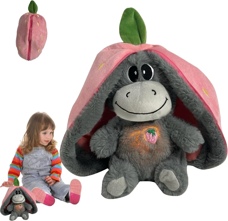 Atmendes Kuscheltier Schlafender Esel mit Atembewegung Musik Puppe Xmas Geschenk - Bild 2 von 4