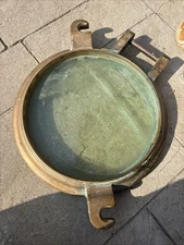 Large Antique Nautical  Authentic Ships Brass Porthole US Navy Marked 46 76 34 A