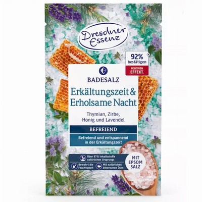 Dresdner Essenz KÄLTEZEIT UND ERHOLSAMER SCHLAF - Badesalz mit Bittersalz 60 g