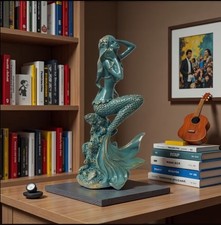 Meerjungfrau Figur Deko – Retro Ozean Statue für Wohnzimmer & Regal & Büro