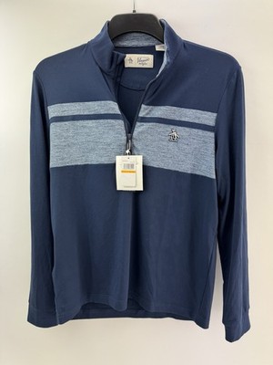 Original Pinguin Pullover Colour Block 1/4 Zip UK Small / Navy / Neu /23722
