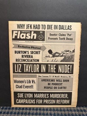 1973 Dec 25th Confidential Flash Newspaper, Liz Taylor in the Nude (VRN10B)