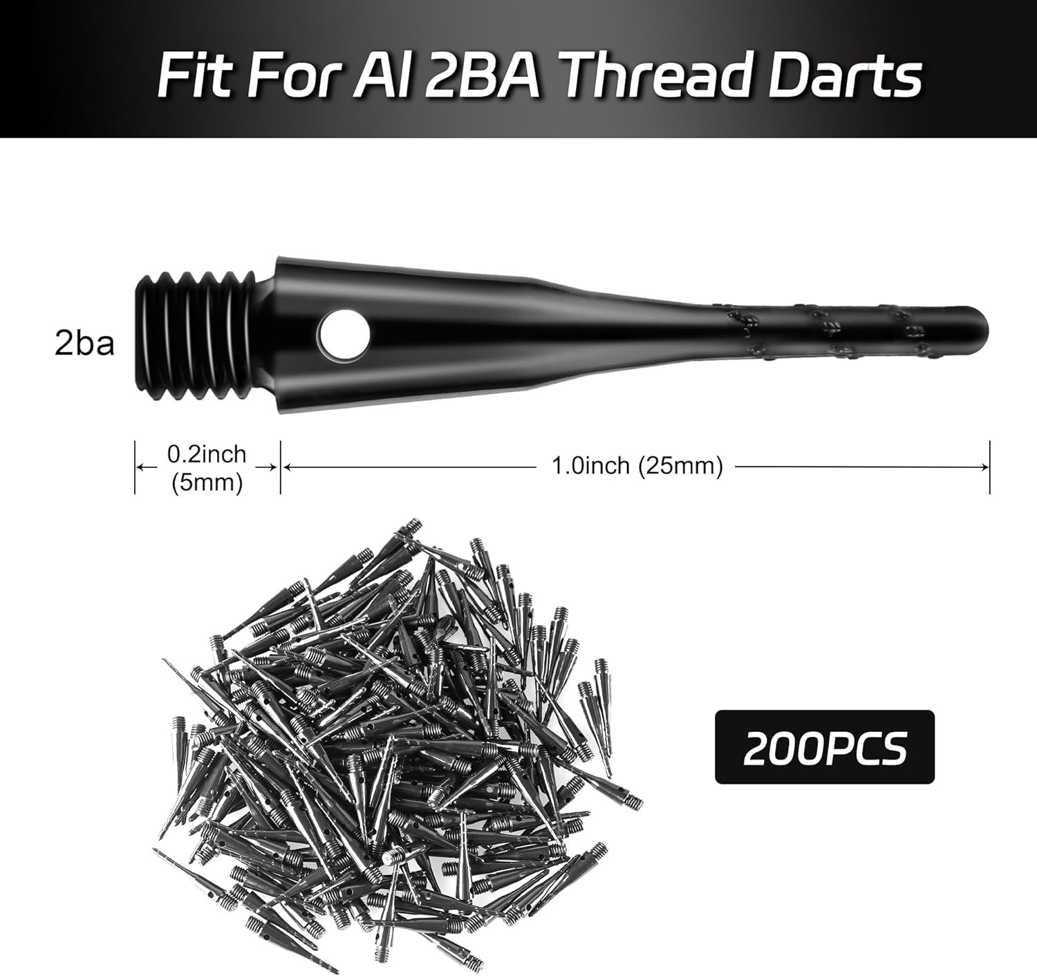 Darts Soft Tip,2Ba Thread Soft Tip Dart Point 200 Pack, Plastic Tip ...