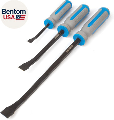 00251A Pry Bar, 3 Piece Angled Tip Pry Bar Set, 8'', 12'' & 17.5'' Crow Bar with Go