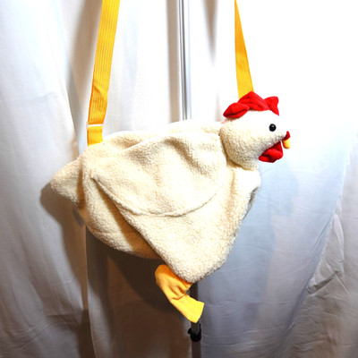 Chicken Handbag Fluffy Fleece Hen Crossbody Lined Pouch Purse Plush Bag