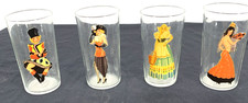 Peek-A-Boo Painted Pin Up Nude Lady Glasses Lot of 4 Women of the World Vtg