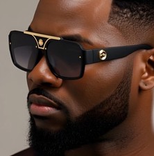 Men's Sunglasses Classic Hip Hop Flat Top Cholo Swag Square Black Lens Fashion