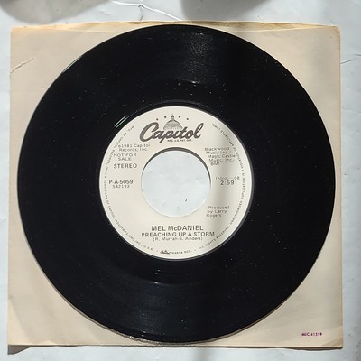Mel McDaniel ~ Preaching Up A Storm/ Same ~ Capitol Promo 45 RPM Record