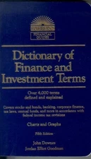 DICTIONARY OF FINANCE AND INVESTMENT TERMS (BARRON'S By John Downes & Jordan