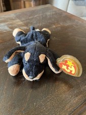 Ty Beanie Babies Doby the Doberman 1996 with Hang Tag And Protector