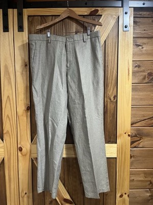NWT Men's Docker's Premium Linen Cotton Blend Sand Tan Checkered Pants 38x32