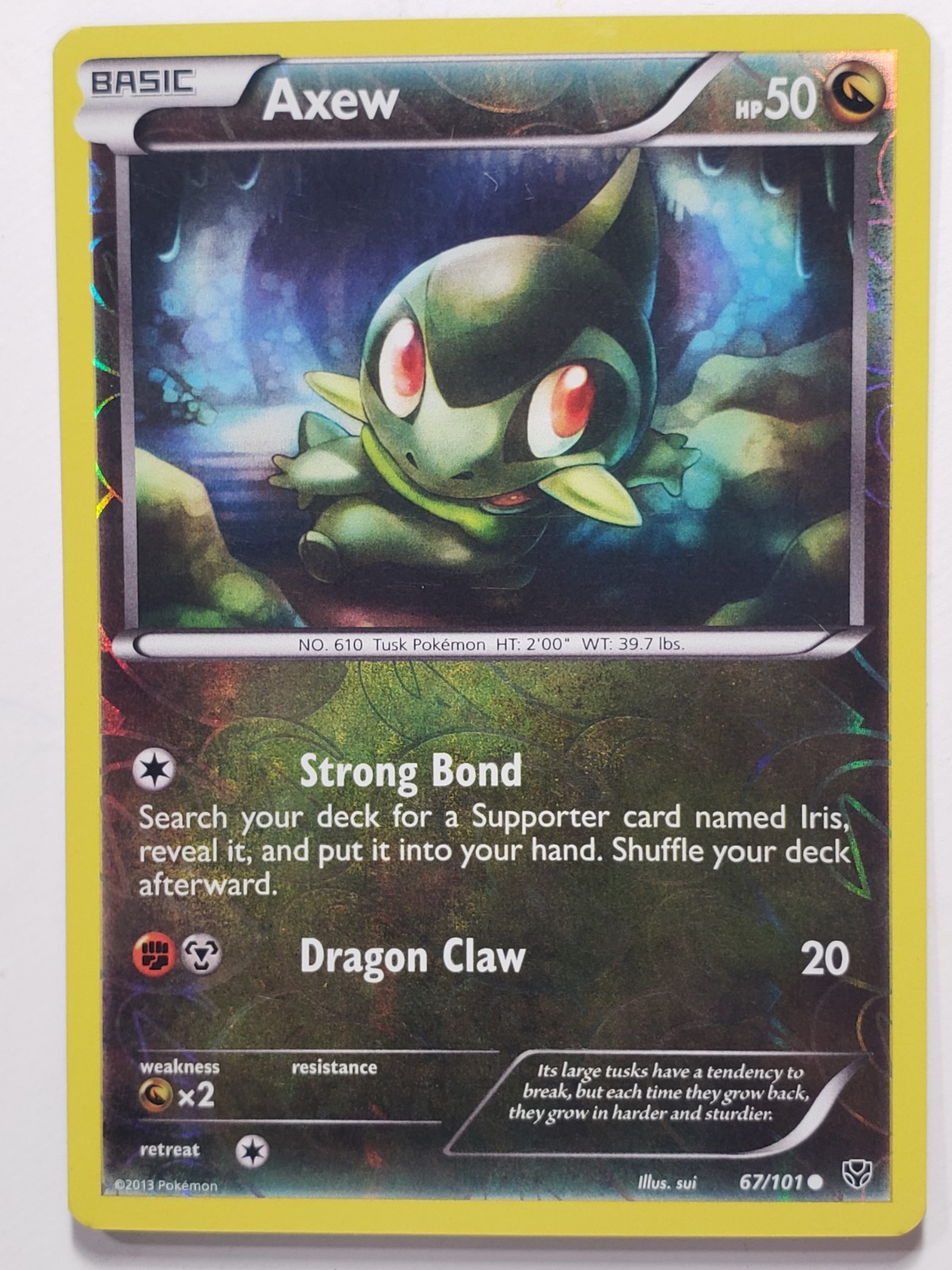 REVERSE HOLO Axew 67/101 LP - Plasma Blast Pokemon Card sui Art