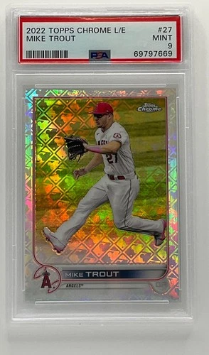 2022 Topps Chrome Logofractor Mike Trout #27 Los Angeles Angels PSA 9