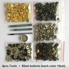 Leather Snap Fasteners Kit 10/12/15mm Brass Button Snaps Press Studs With 4 Tool