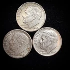 90% Silver - 1964 Roosevelt Dime - 3 Dimes - Circulated Condition - 05-1
