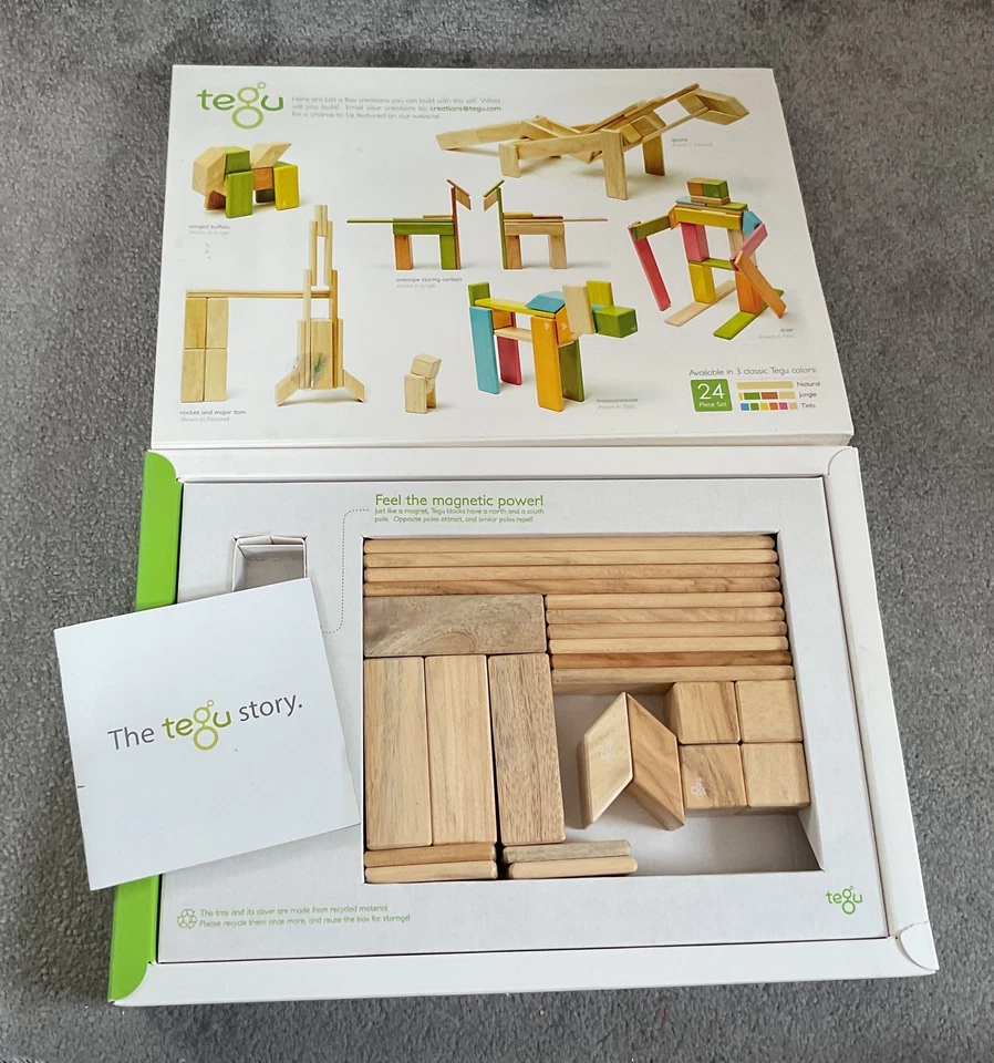 Tegu 24 Piece Magnetic Wooden Block building toy Set Natural open ended stem toy - Image 3 of 3