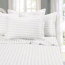 Elegant Comfort King White 1500TC Damask Stripe 6-Piece Bed Sheet Set Hotel Qual