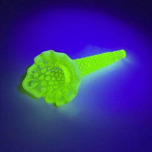 Fenton Vaseline Hobnail Uranium Glass Trumpet Horn Epergne HORN ONLY