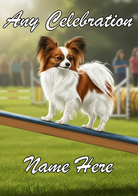 nai391 Papillon Hund Agility Kurs Geburtstagskarte Vater Mutter jeder Anlass