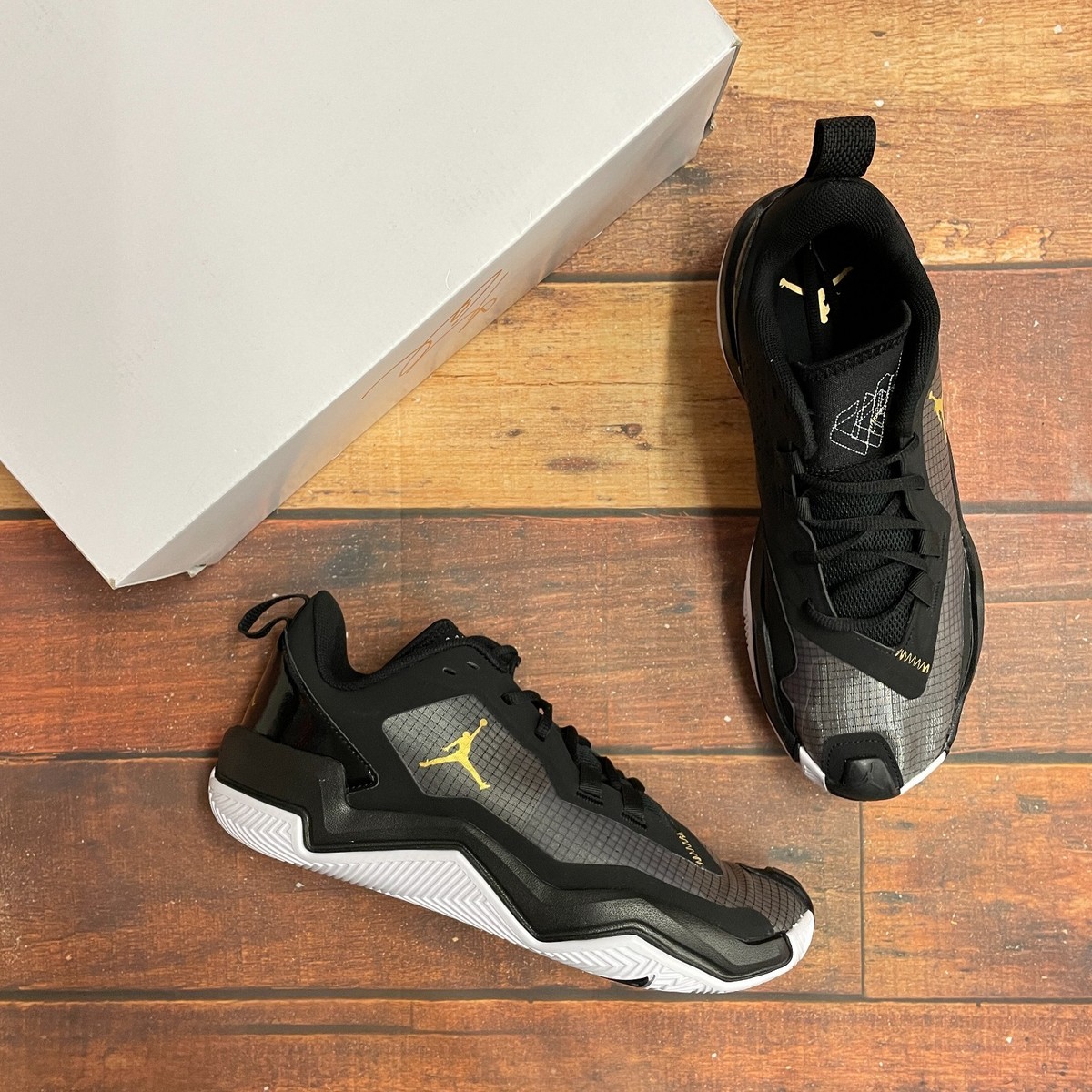 Size 13 Air Jordan One Take Black Metallic Gold for sale