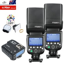 2X Godox TT685IIS TT685II-S 2.4G TTL HSS Flash Speedlite + X2T-S For Sony Camera