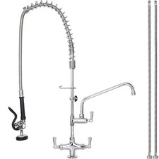 36" Height Commercial Sink Faucet Deck Mount with Pre-Rinse Sprayer, Commerci...