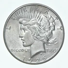 (1) 1926-S Choice AU Peace Silver Dollar 90% - CH AU Almost Unc - San Fran *1380