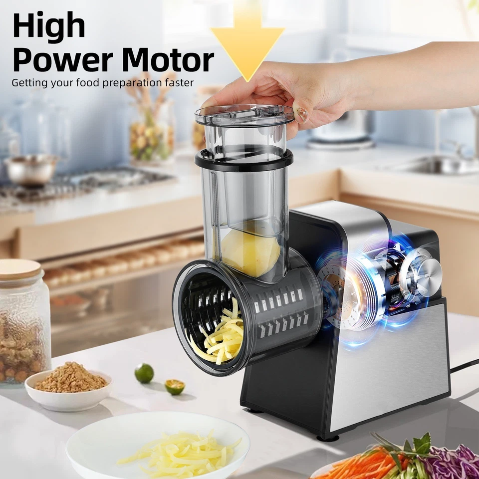 Rallador de Queso Eléctrico 400W Profesional Cortador Eléctrico Triturador para Cocina Foto 3 de 4