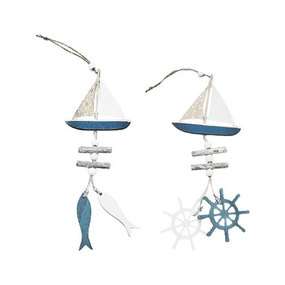 2pcs Ozeanstil Holz Anhänger kreativer Wand Hanging Decor Chic Home Ornament - Bild 1 von 4