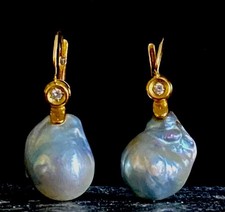 Orecchini A Goccia Lineari In Oro Bianco 14K Con Taglio A Diamante 2 3