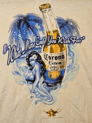 Vtg Corona Extra Shirt  What More Wish  Genie Girl Beach T-Shirt 2XL ODM 2001