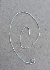 Sterling Silver Anklet Or Large Bracelet Beaded Box Chain Simple Minimalistic 9"
