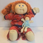 New Listing1982 Cabbage Patch Doll Red Braided Hair Blue Eyes Dimples 16 in PJs & Baby Doll