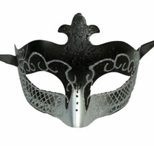 Black Silver Scroll Venetian Mask Masquerade Costume Dance Men Women