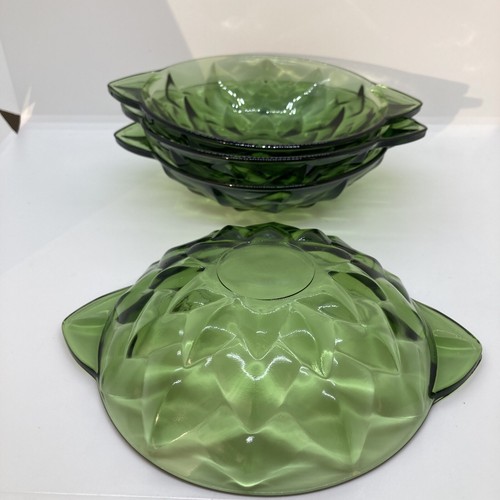Set Of 4 Vintage Green Noritake Glass Two Handle Nappy Bowl/Candy Dish Server - Picture 4 of 6