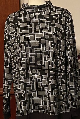 Chico s Blocked Grid Mock-Neck Tunic-Size 3-XL-16/18-Free Shipping
