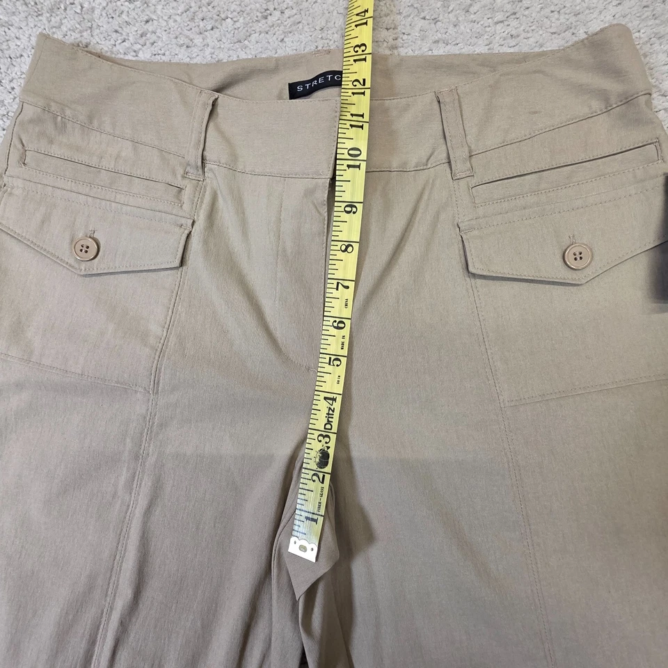 Pantalones capri Axcess Liz Claiborne beige elástico mezcla de nailon 12 NUEVO Foto 3 de 4