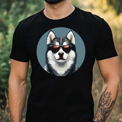 Men's Husky Sunglasses Cotton T-Shirt Size XS to 5XL