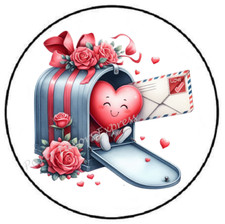 HAPPY HEART MAILBOX VALENTINES DAY ENVELOPE SEALS LABELS STICKERS PARTY FAVORS
