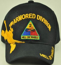NEW US ARMY 2ND ARMORED DIVISION HELL ON WHEELS CAP HAT BLACK