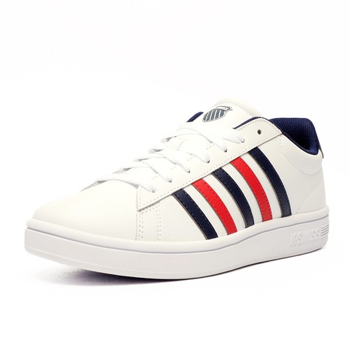K Swiss Court Tiebreak Mens Classic Casual Leather Retro Sneakers Trainers White - Picture 2 of 5
