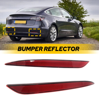 Fits Tesla Model 3 2017-2023 Rear Bumper Reflector Side Marker Light Cover Black