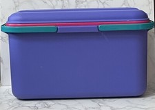 VTG Eagle Craftstor 20  Sewing Tote Box Storage Purple Pink w Tray Lid Craft Bin