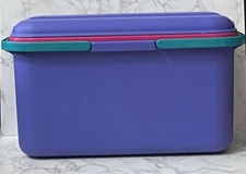 VTG Eagle Craftstor 20” Sewing Tote Box Storage Purple Pink w Tray Lid Craft Bin