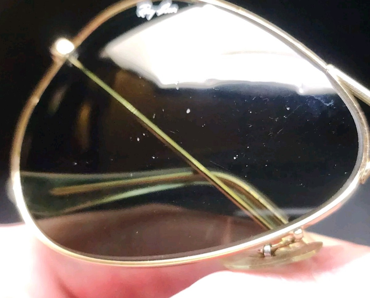 Vintage B&L Ray Ban Bausch & Lomb Gold Aviators G15 Gray 58mm w