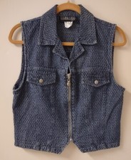 Vintage 80's Signature By Jerell Denim Zippered Vest Front Pockets S