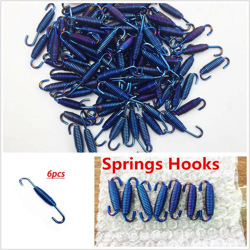 Silenciador de tubo silenciador escape gancho muelles motocicleta 68 mm acero inoxidable 6 piezas Foto 2 de 4