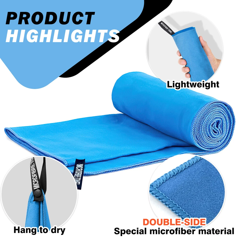 Large Microfiber Towel For Outdoor Travel & Gym & Camping Beach Towels Quick Dry - Image 2 of 4
